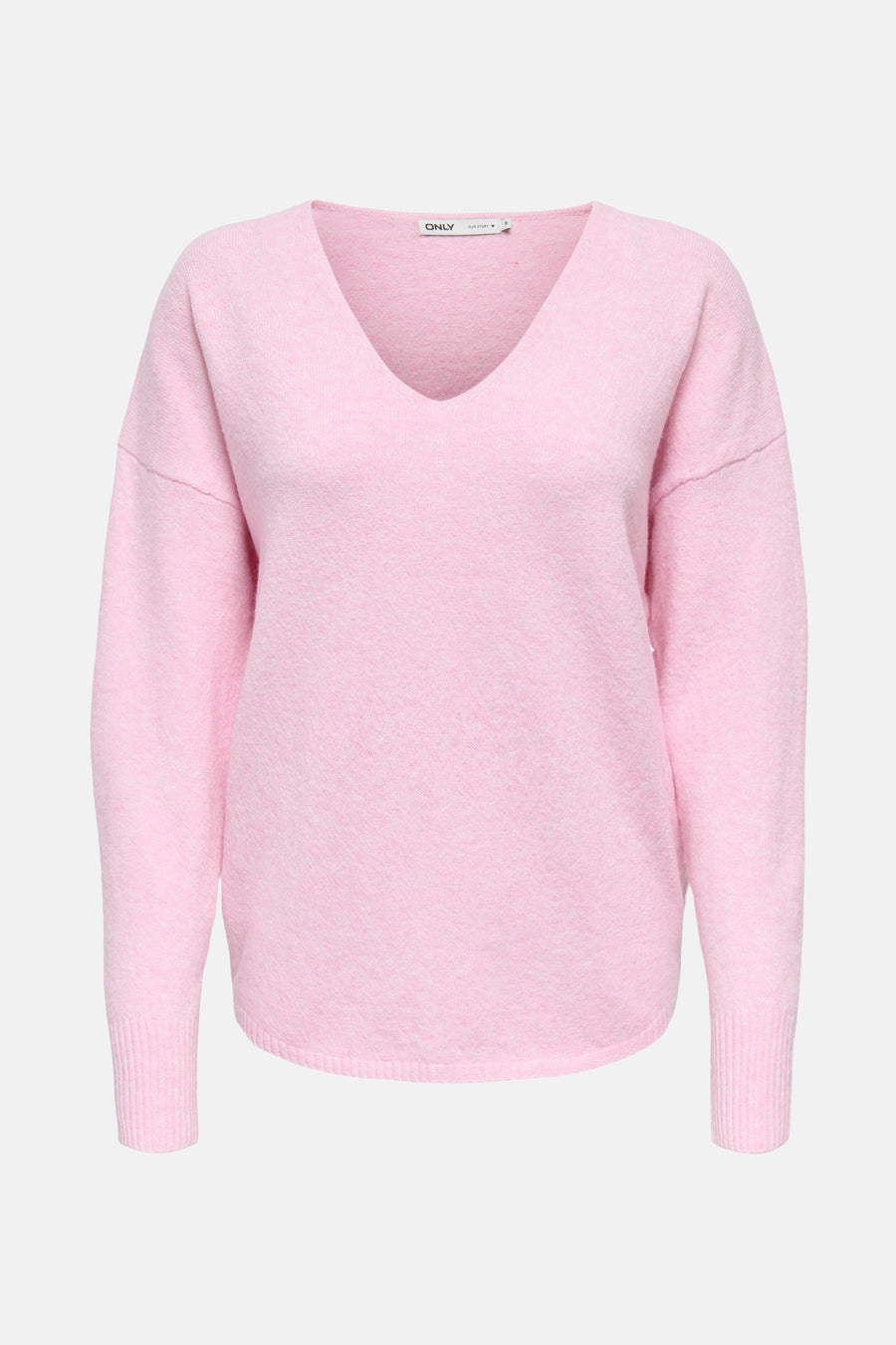 Roze trui met V-hals van ONLY, in zachte stof en losse pasvorm.