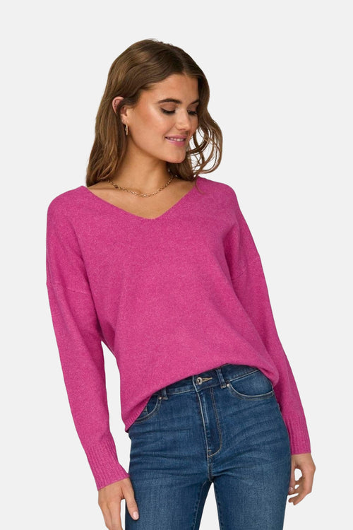 Pull à col en V - rose
