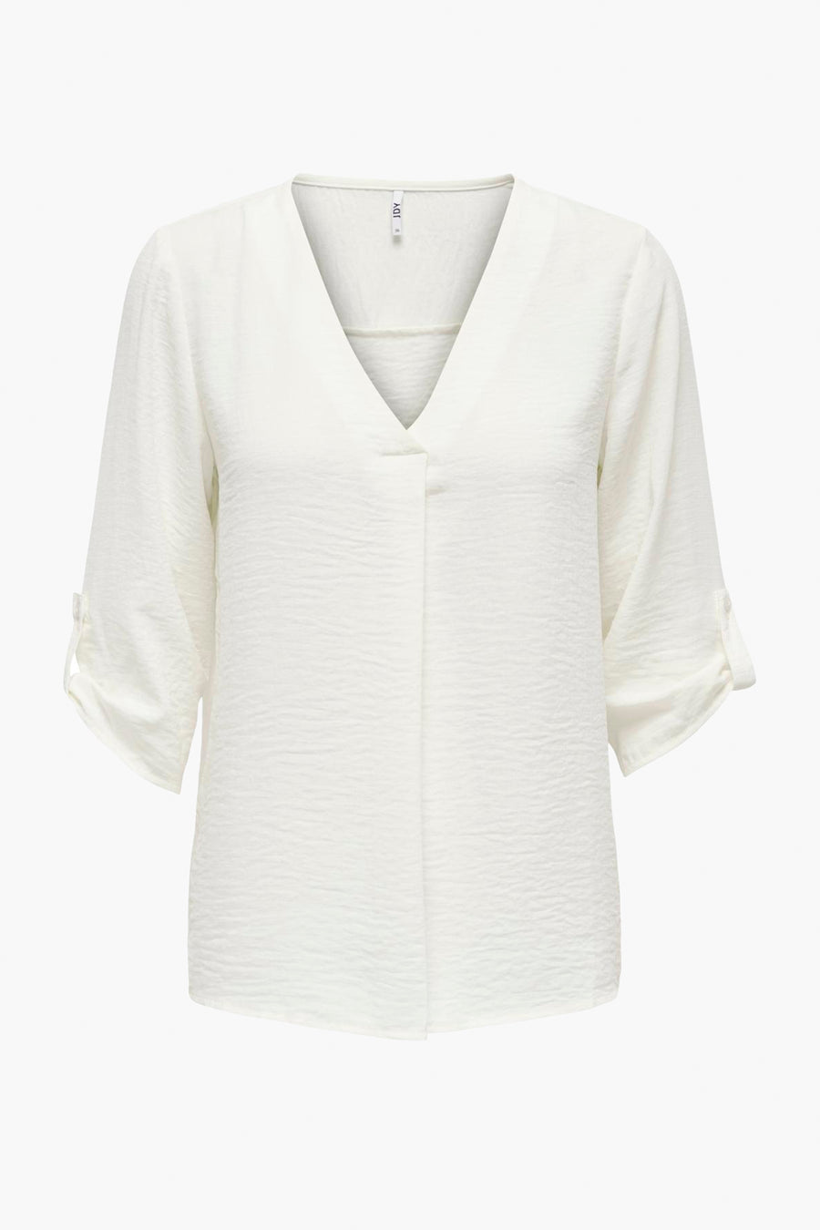 Chemisier blanc 3/4 de JDY à texture froissée et manches retroussées.