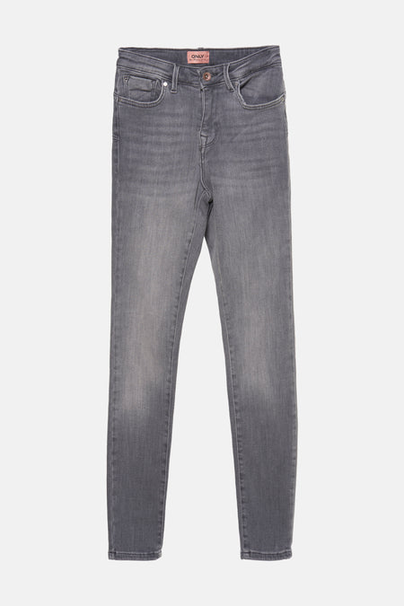 Lichtgrijze skinny jeans van ONLY, effen model met klassieke zakdetails.