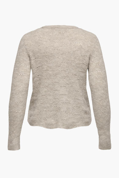 Beige trui met ronde hals van ONLY®, in ajourgebreid met een subtiel patroon.