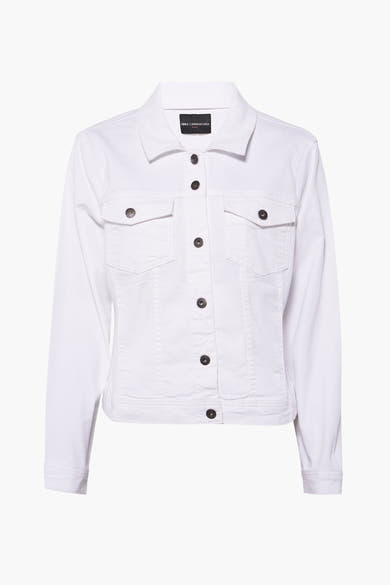 Veste en jean blanche de CARMAKOMA, avec boutons foncés, poches poitrine à rabat et coupe droite.
