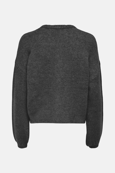 Grijze gebreide cardigan van ONLY, met een zachte textuur en wijde lange mouwen.