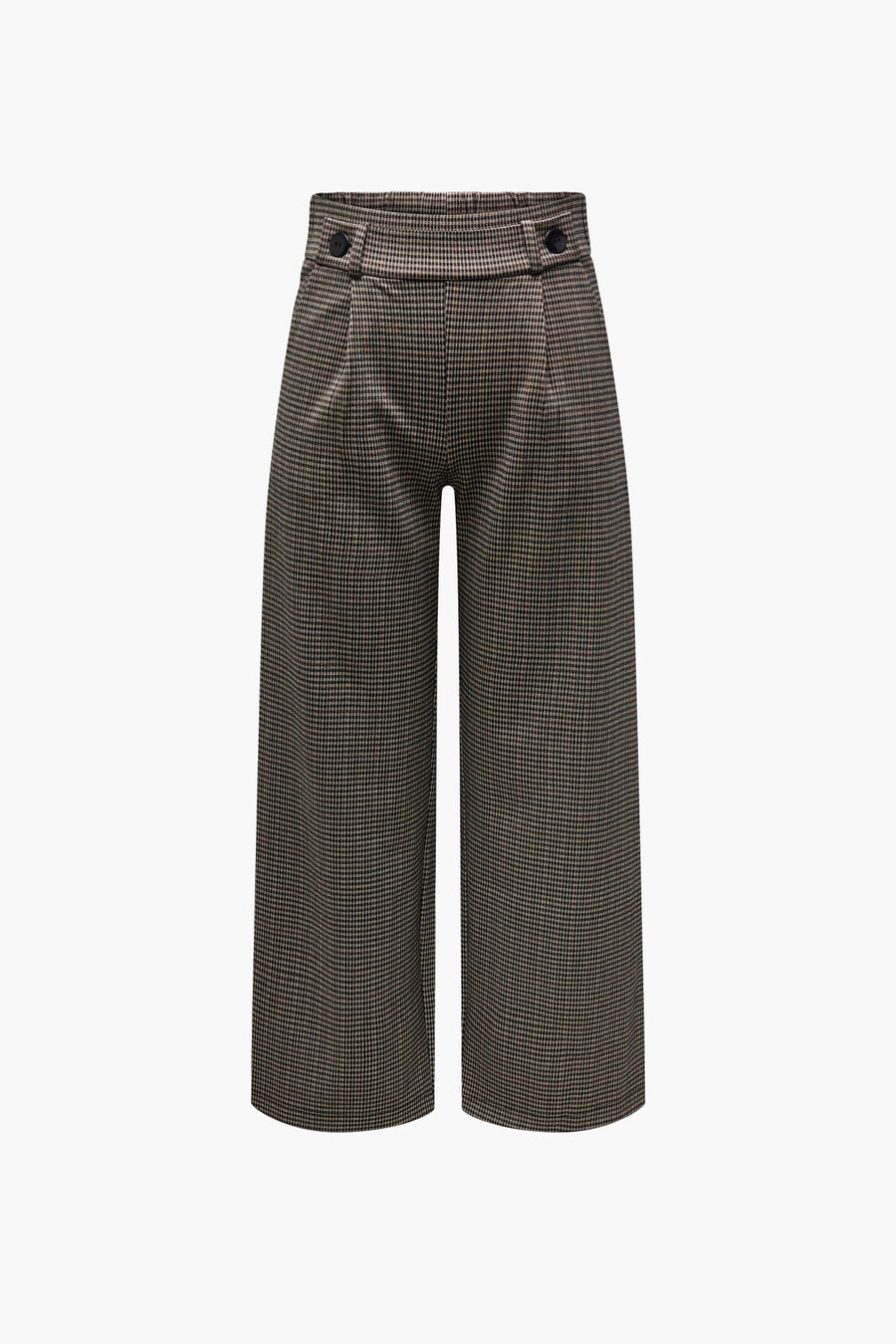 Pantalon gris à carreaux by JDY, avec une coupe ample et deux boutons décoratifs à la taille.