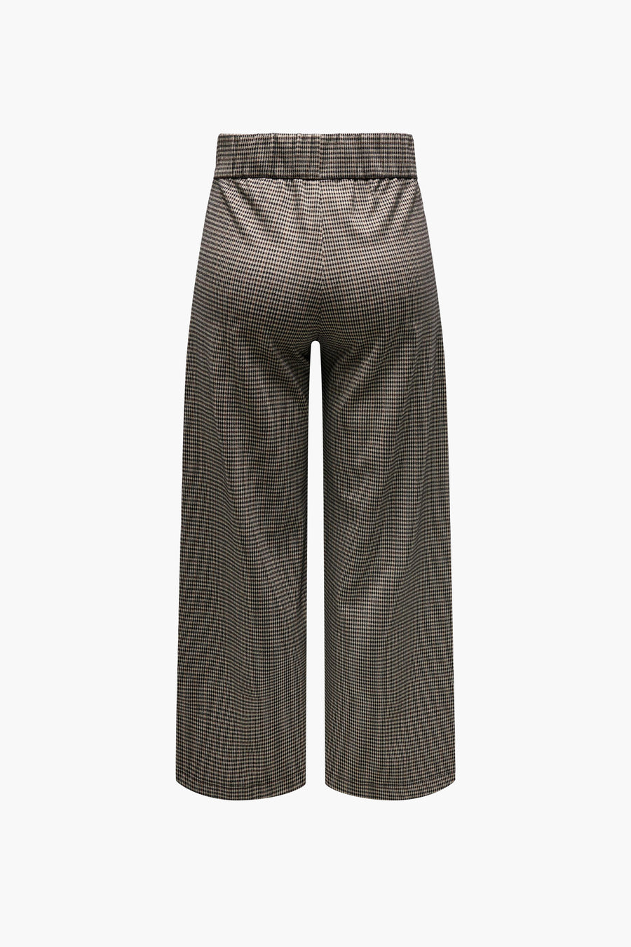 Pantalon gris à carreaux par JDY, coupe ample et taille élastiquée, vue de dos.
