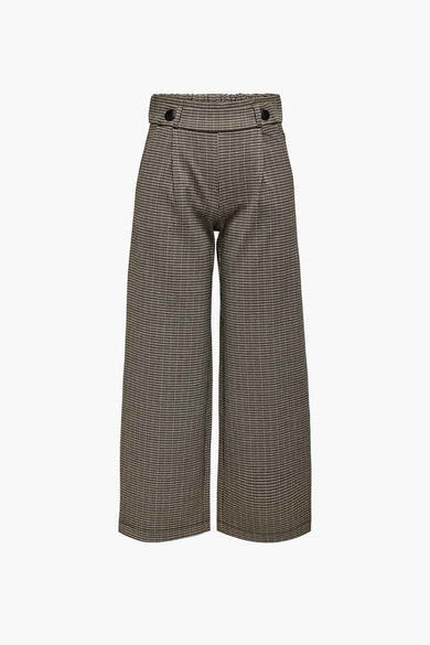 Pantalon large gris de JDY, à motif pied-de-poule et taille haute avec boutons décoratifs.