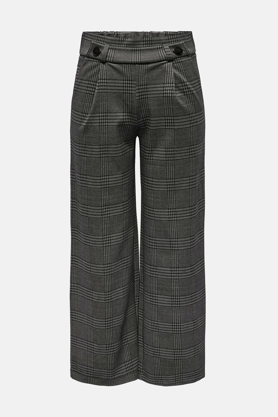 Grijze geruite broek van JDY, losse pasvorm en verkorte lengte.