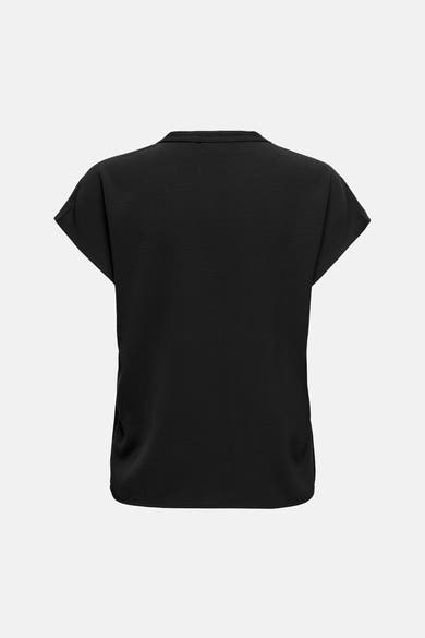 Blouse noire à manches courtes de JDY, tissu texturé uni, coupe ample.