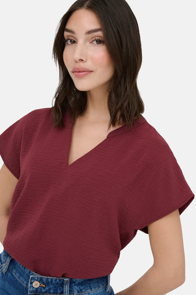 Blouse met korte mouwen - rood
