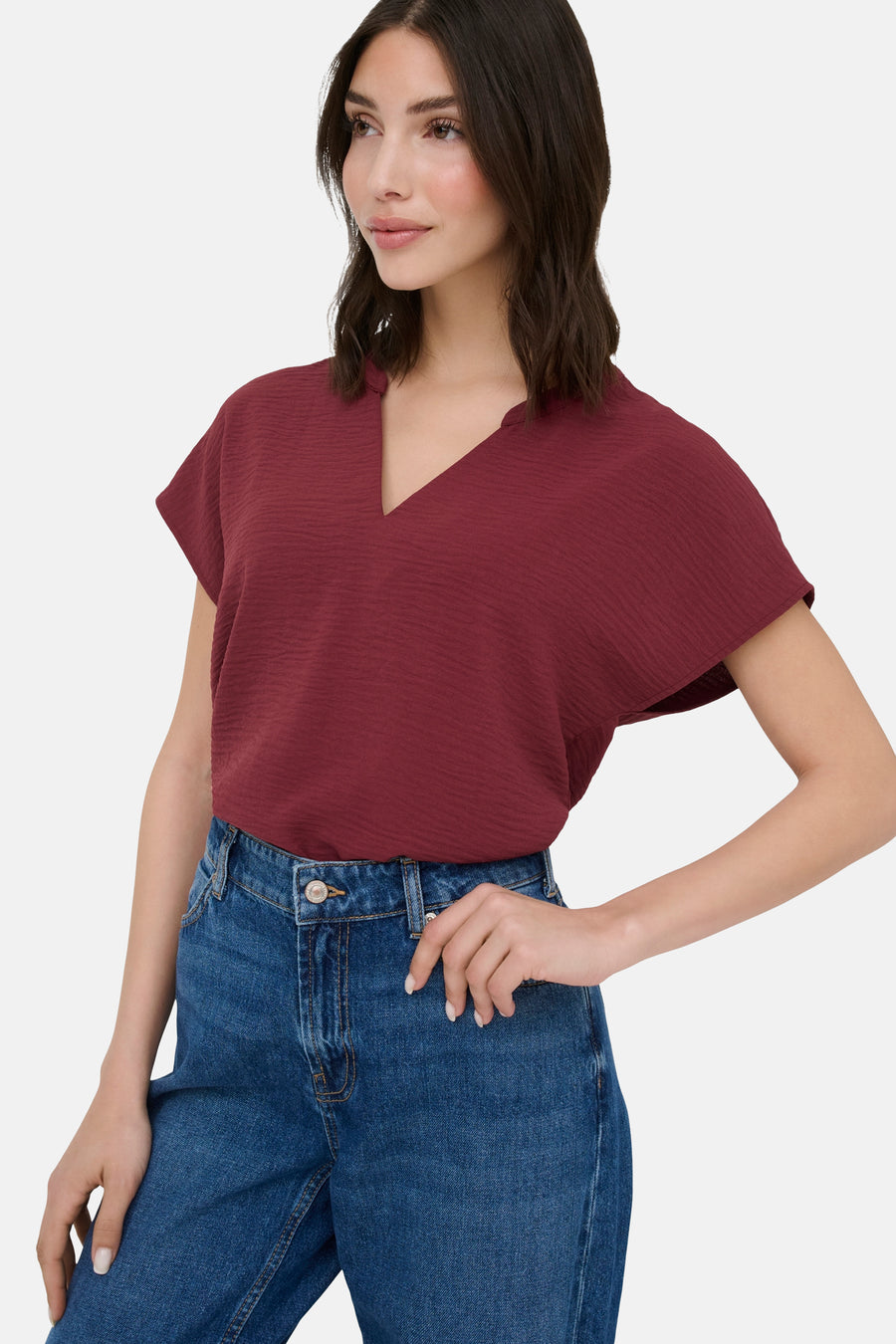 Blouse met korte mouwen - rood