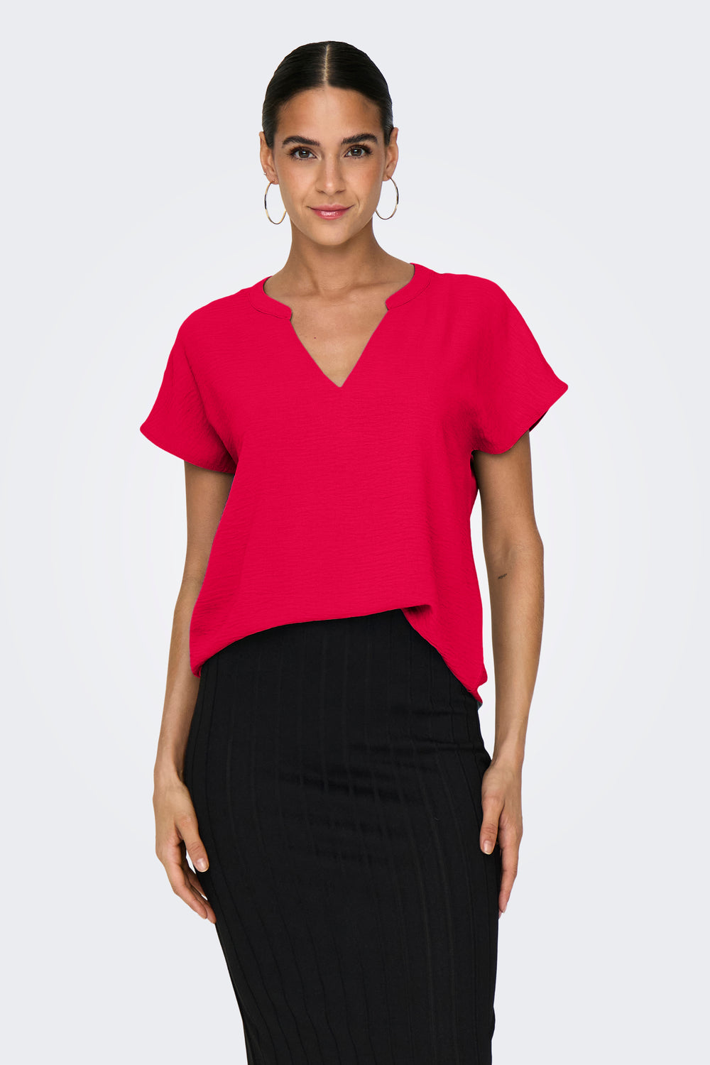 Blouse met korte mouwen - rood