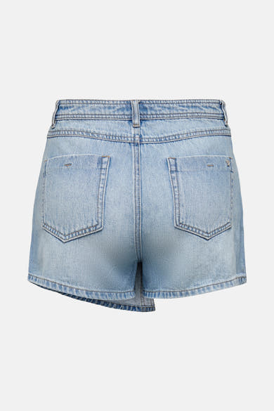 Short en denim bleu clair de ONLY, vue arrière avec poches plaquées.
