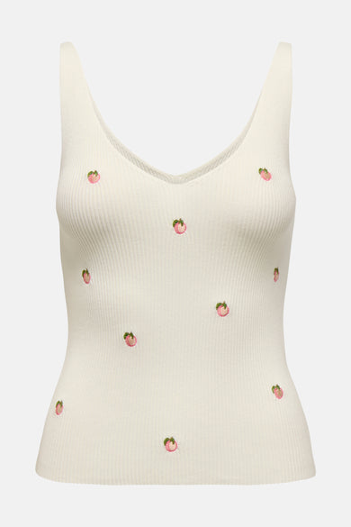 Witte geribbelde tanktop van JDY met V-hals.