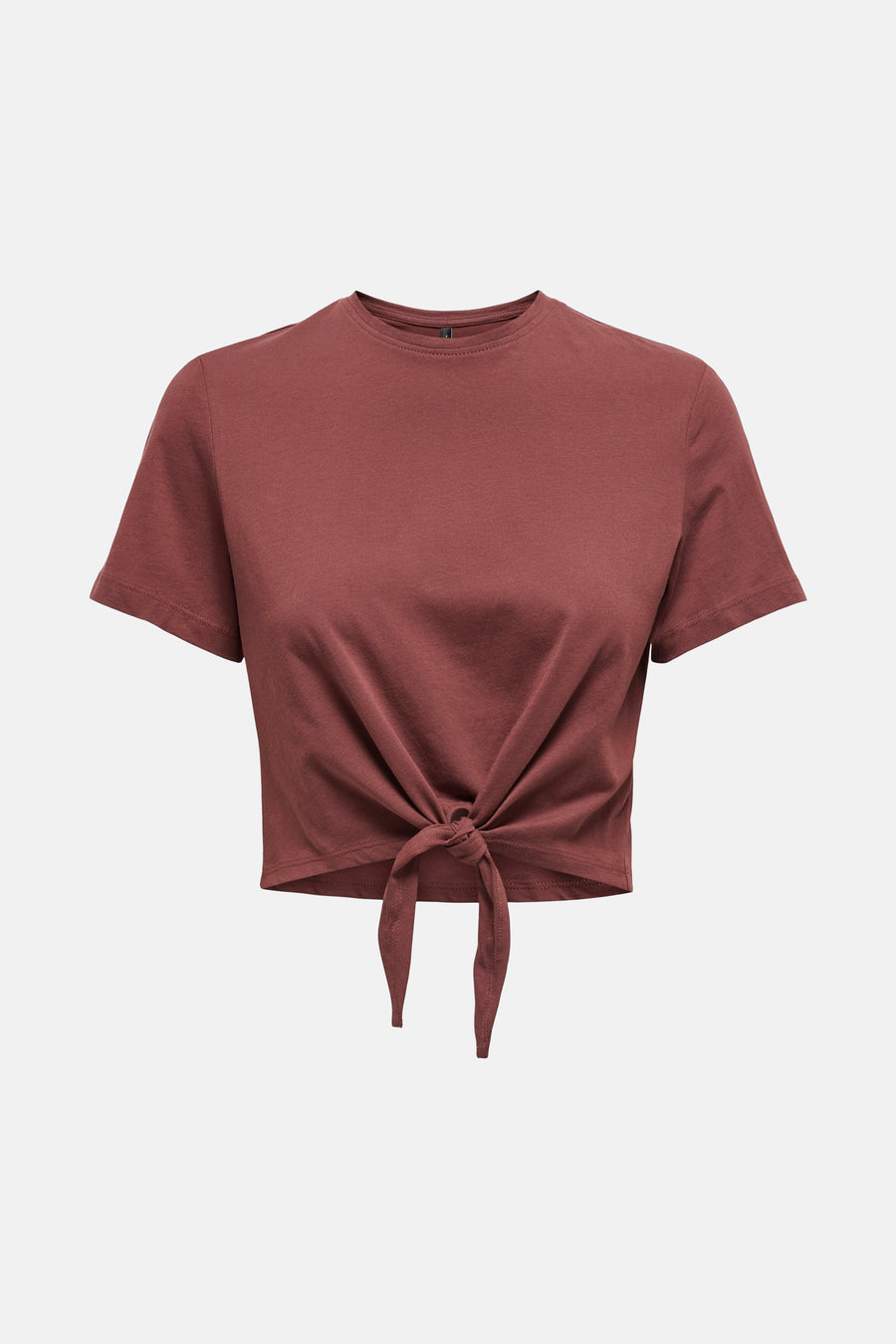 T-shirt à manches courtes brun de ONLY, avec un nœud décoratif sur le devant.