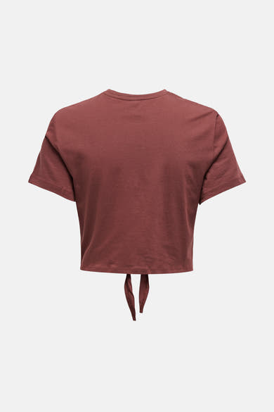 T-shirt à manches courtes brun de ONLY, avec détail noué sur le bas et manches courtes.