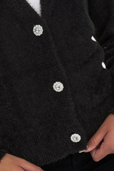 Zwarte gilet van ONLY® met decoratieve strass-knopen.