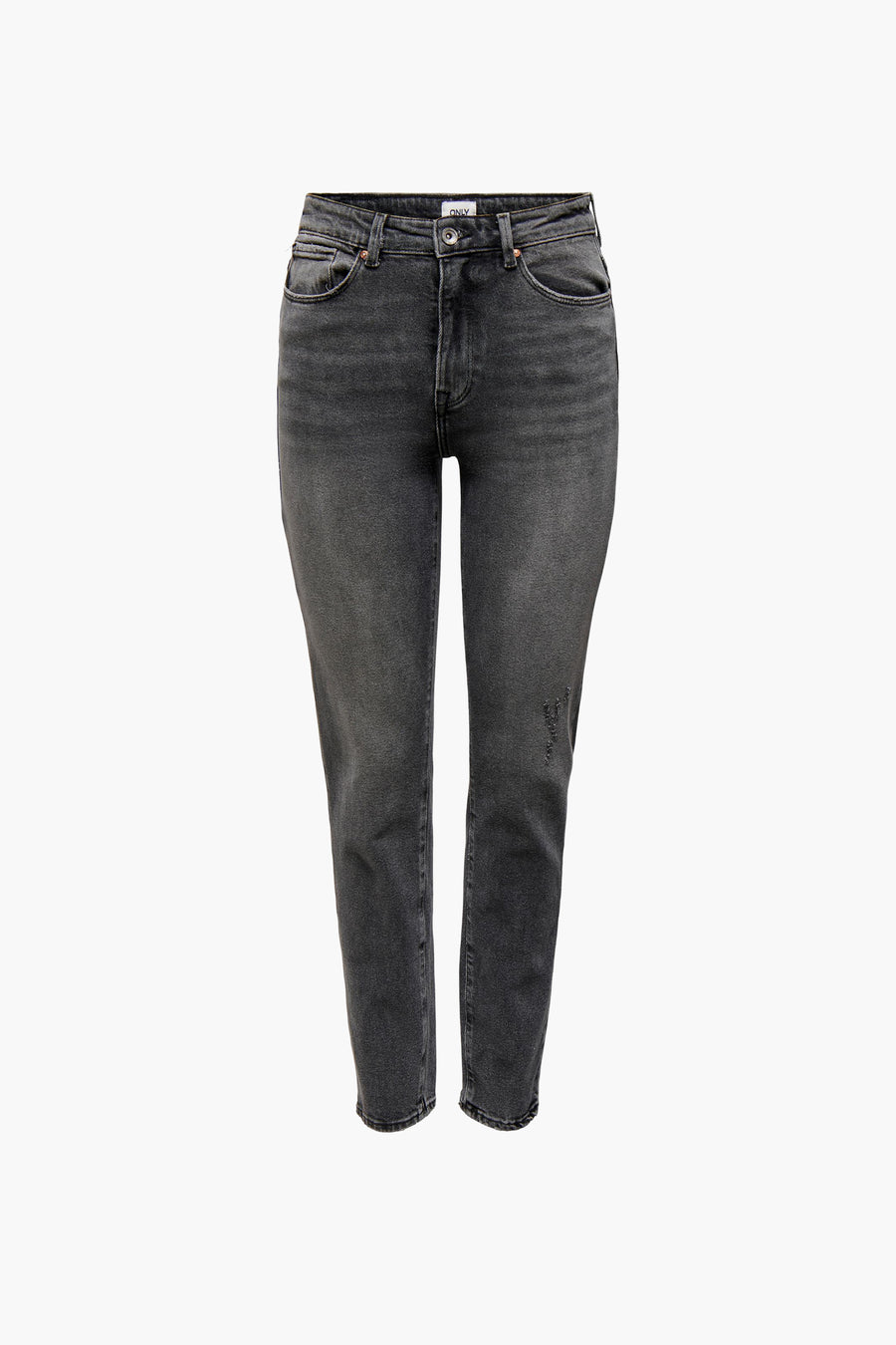 Grijze rechte jeans van ONLY®, met achterzakken en een verweerde textuur.