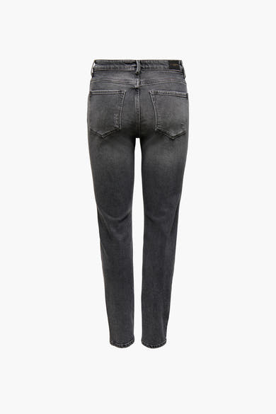 Jean droit gris par ONLY®, avec poches arrière et texture délavée.