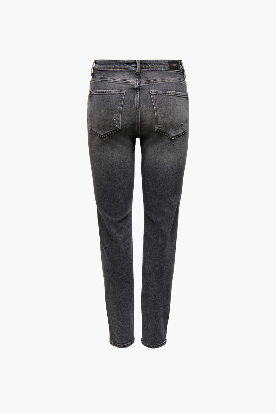 Jean droit gris par ONLY®, avec poches arrière et texture délavée.