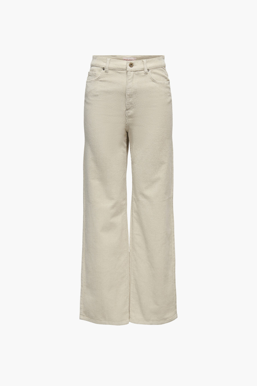Pantalon écru en velours côtelé de ONLY, coupe ample à jambes larges.
