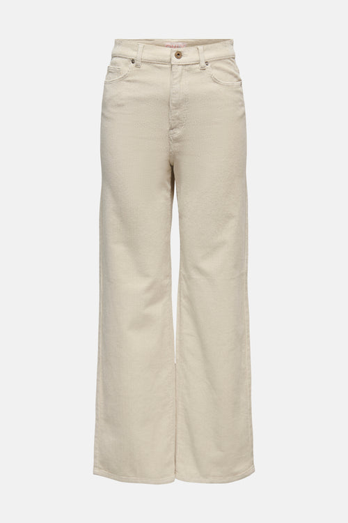 Pantalon écru en velours côtelé de ONLY, coupe ample et jambes évasées