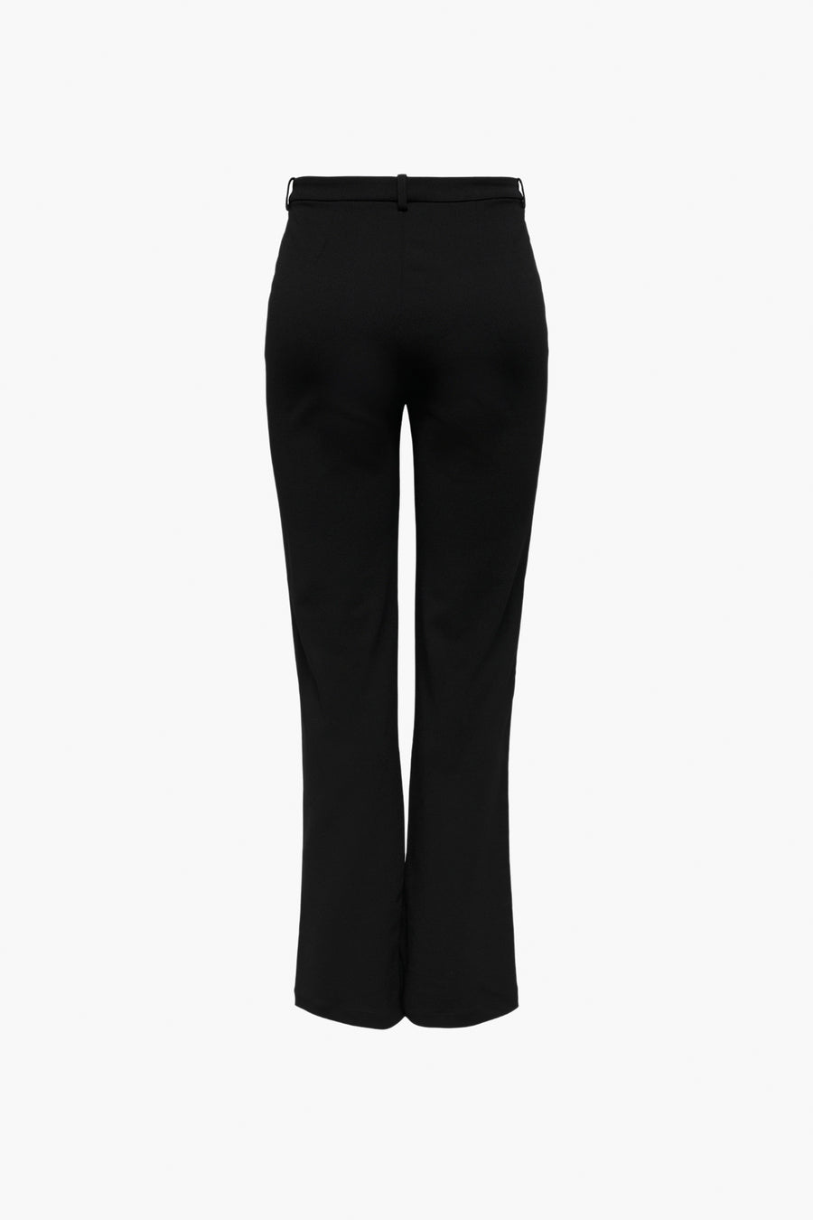 Pantalon noir de ONLY, coupe droite et jambes évasées, vue arrière.