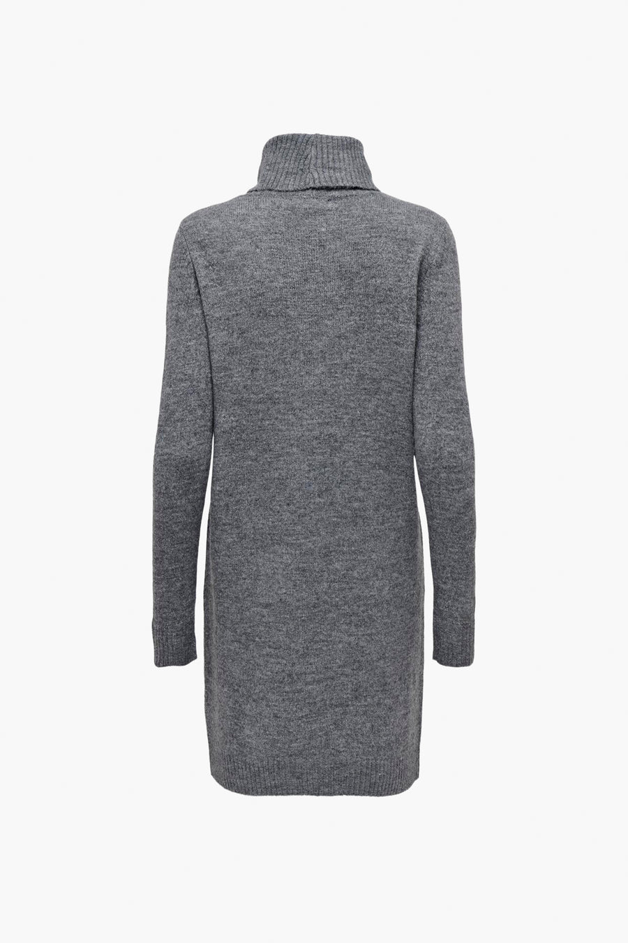 Robe à manches longues grise de JDY, en maille texturée avec col roulé, vue de dos.
