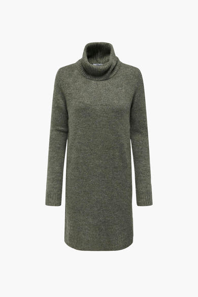 Robe pull kaki à col roulé de JDY, en maille texturée, coupe droite et manches longues.