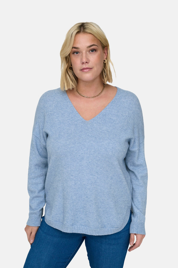 Pull col V Bleu - CARMAKOMA