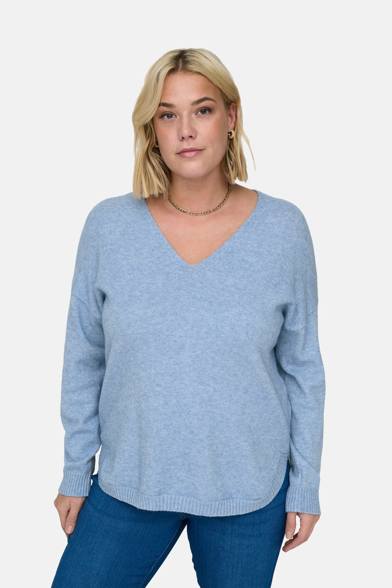 Pull col V Bleu - CARMAKOMA