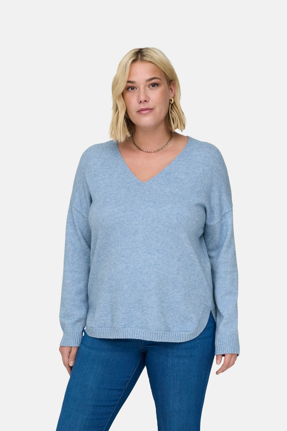 Pull col V Bleu - CARMAKOMA