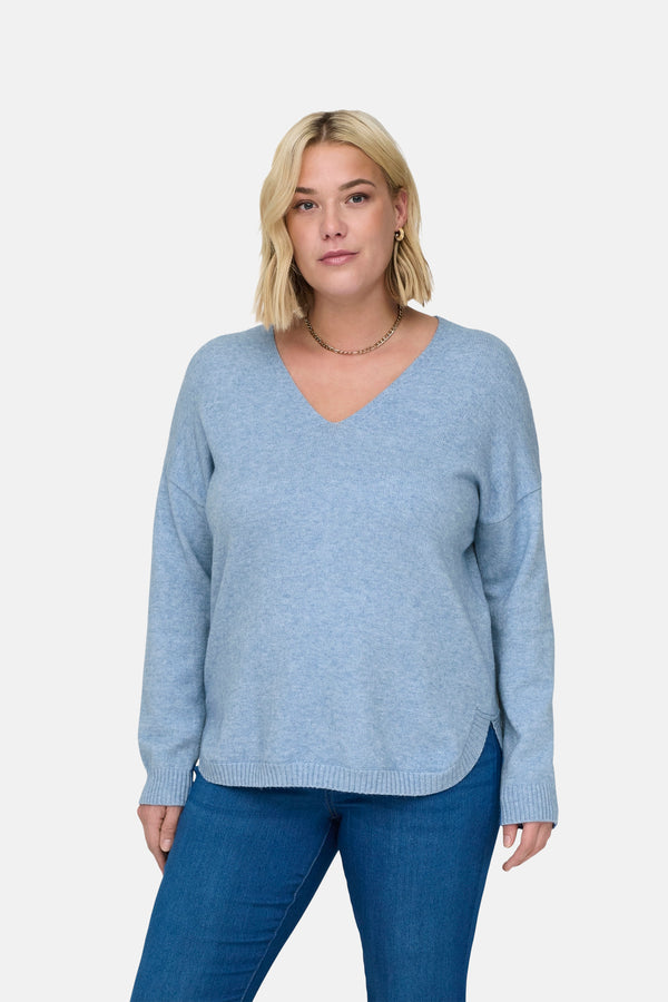 Pull col V Bleu - CARMAKOMA