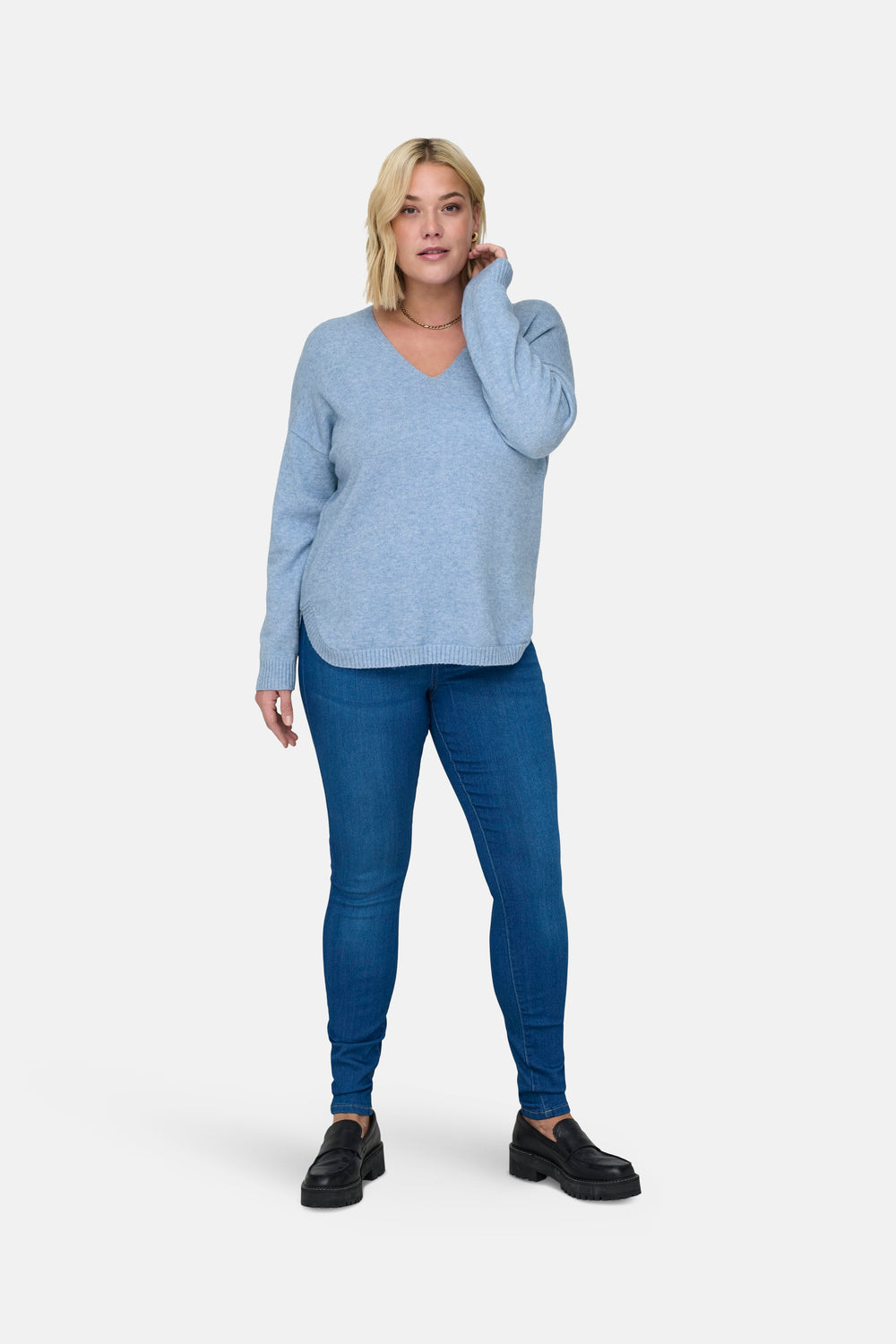 Pull col V Bleu - CARMAKOMA