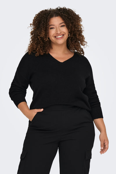 Pull col V Noir - CARMAKOMA