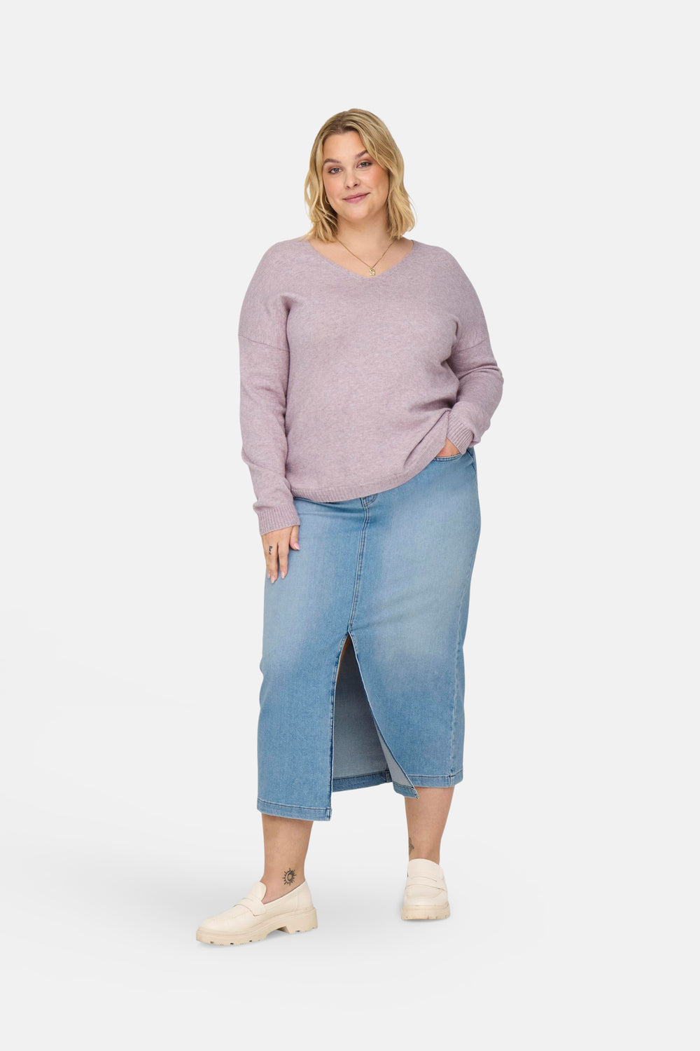 Pull col V Rose - CARMAKOMA