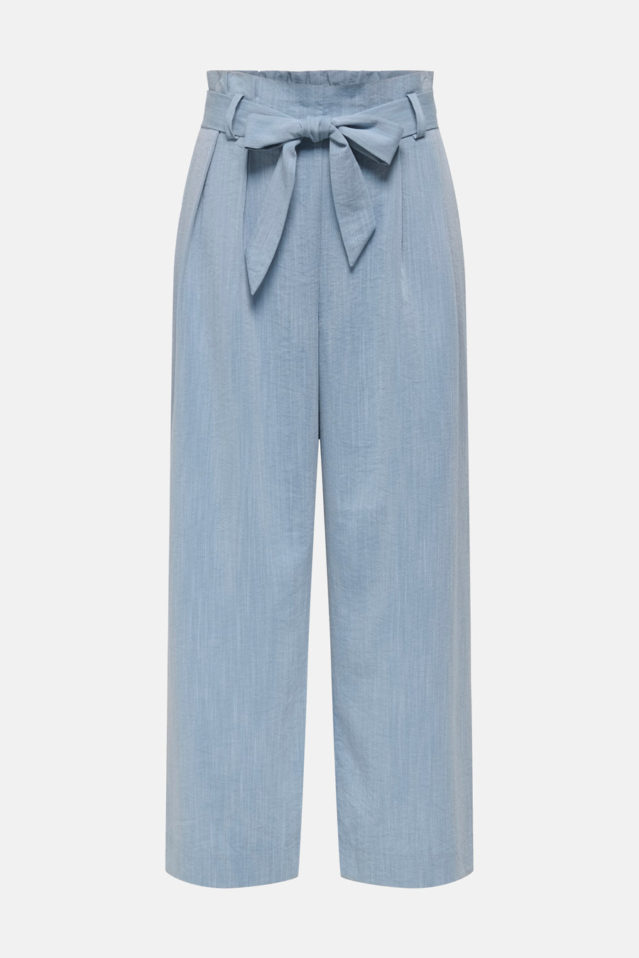 ONLY® blauwe 7/8 chino met strikceintuur en subtiele textuur.