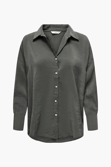 Chemise à manches longues grise de ONLY®, avec un col classique et une patte de boutonnage sur le devant.
