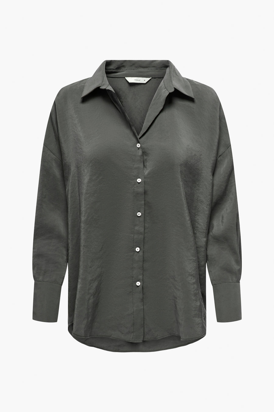 Chemise à manches longues grise de ONLY®, avec un col classique et une patte de boutonnage sur le devant.