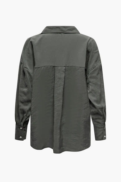 Chemise à manches longues grise par ONLY®, vue de dos avec pli creux vertical.