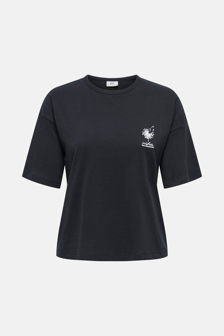 Zwart T-shirt met korte mouwen van JDY, losse pasvorm en effen stof.