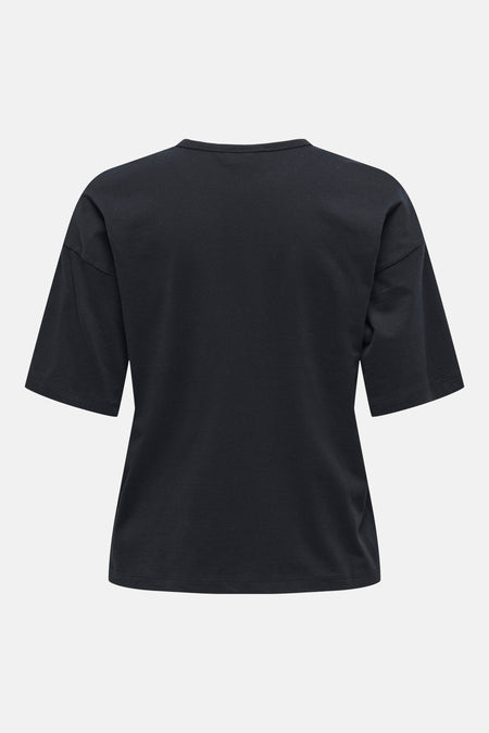 T-shirt noir à manches courtes de JDY, coupe décontractée et tissu uni.