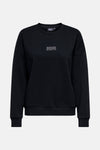 Ronde hals sweatshirt blauw van ONLY, met witte tekstprint op de rug die een wijk in New York voorstelt.