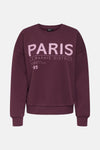 Bordeaux sweatshirt van ONLY, met de tekst "The Bohemian Face of Paris" op de rug.