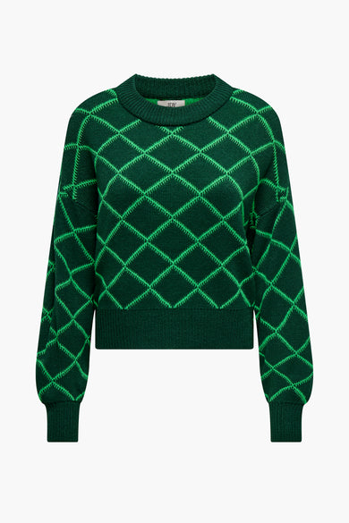 Rondkragenpullover van JDY met contrasterende ananasmotief.