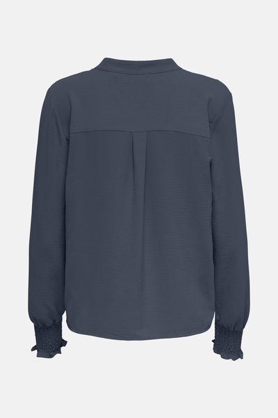 Blouse met lange mouwen in het blauw van ONLY, met een licht wafelstructuur en smockmanchetten.