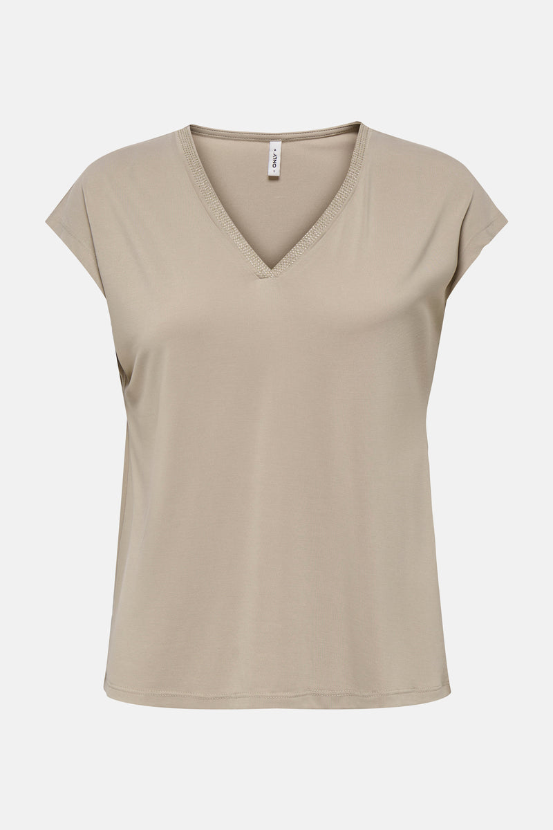 Top uni manches courtes Beige - ONLY®