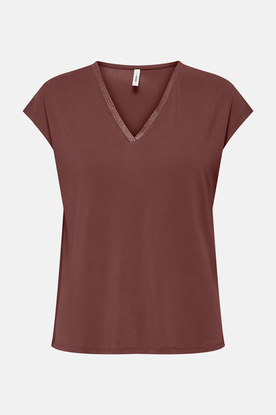 Top uni manches courtes Rouge - ONLY®