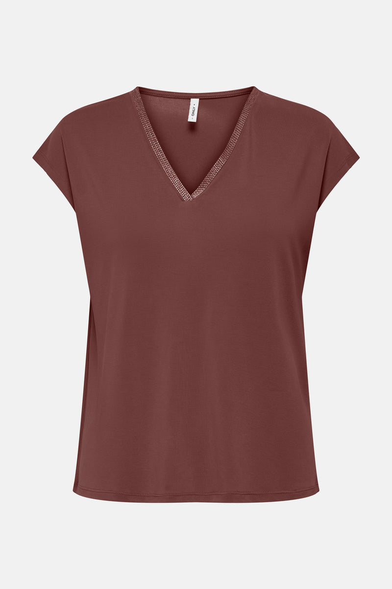 Top uni manches courtes Rouge - ONLY®