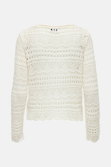 Pull en maille blanche de JDY, avec manches longues et motif ajouré.