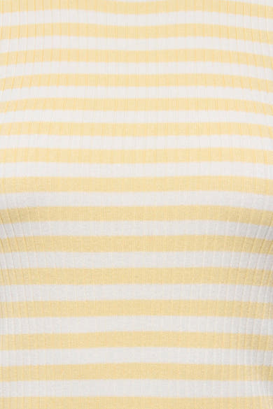 Top à rayures jaunes et blanches de JDY, texture côtelée.